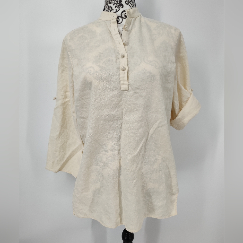 Ralph Lauren Cream Linen Tunic Top Women's Size Medium